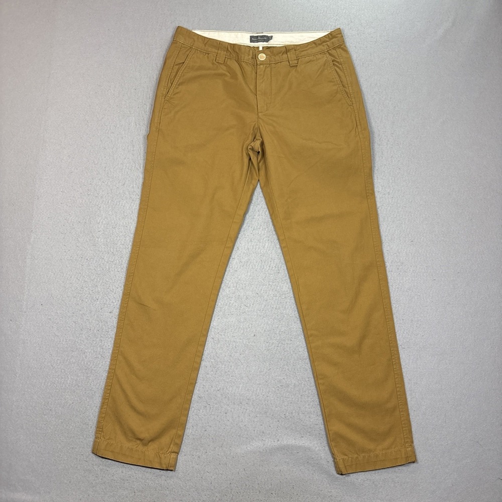 L.L.Bean Size 34x32 Slim Fit Straight Chino Pant Men Canvas Khaki